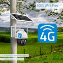 NV-Caméra de Surveillance de sécurité 360º 4G(SIM)+Panneau Solaire