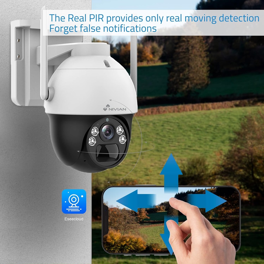 NV-Caméra de Surveillance de sécurité 360º 4G(SIM)+Panneau Solaire