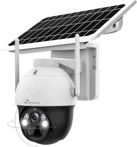 [SOLAR4G-3MP-NV] NV-Caméra de Surveillance de sécurité 360º 4G(SIM)+Panneau Solaire